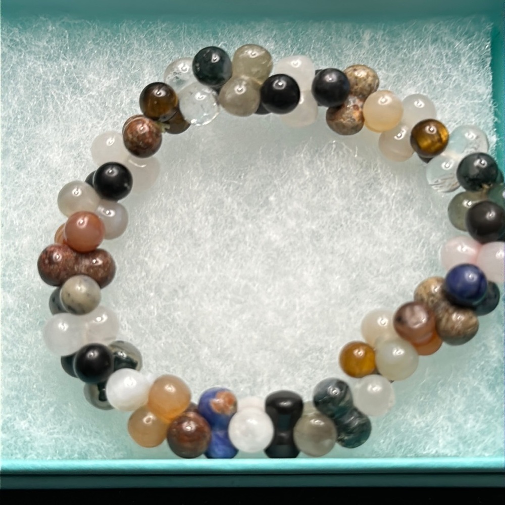 Artisan Real Stone Erimish Stretch Bracelet Rose Quarts Lapis Quartz